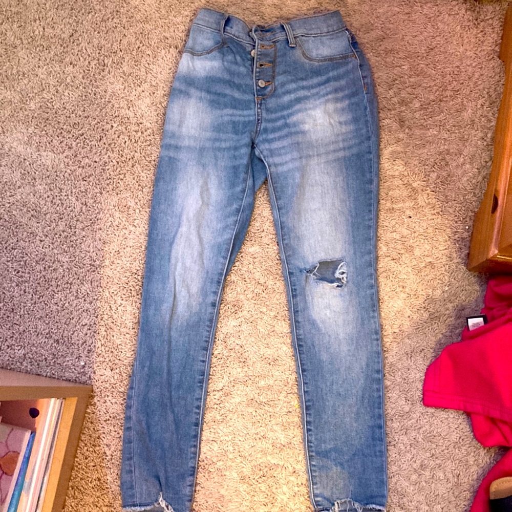 Blue Ripped Old Navy Rockstar Jeggings Adjustable